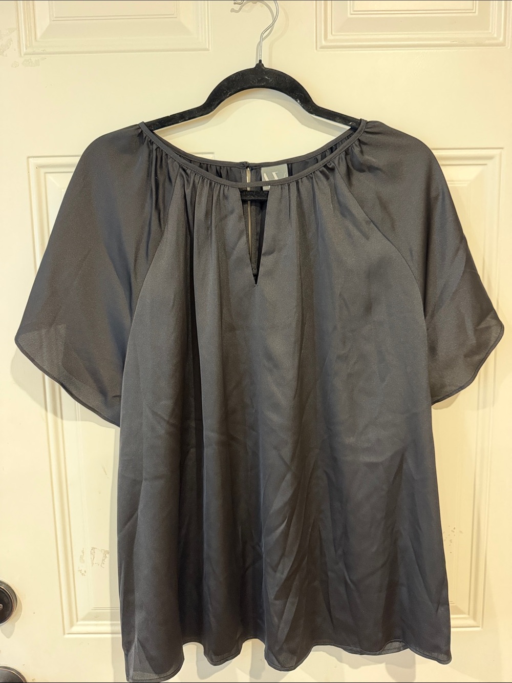 Worthington Black Short-Sleeve Keyhole Blouse